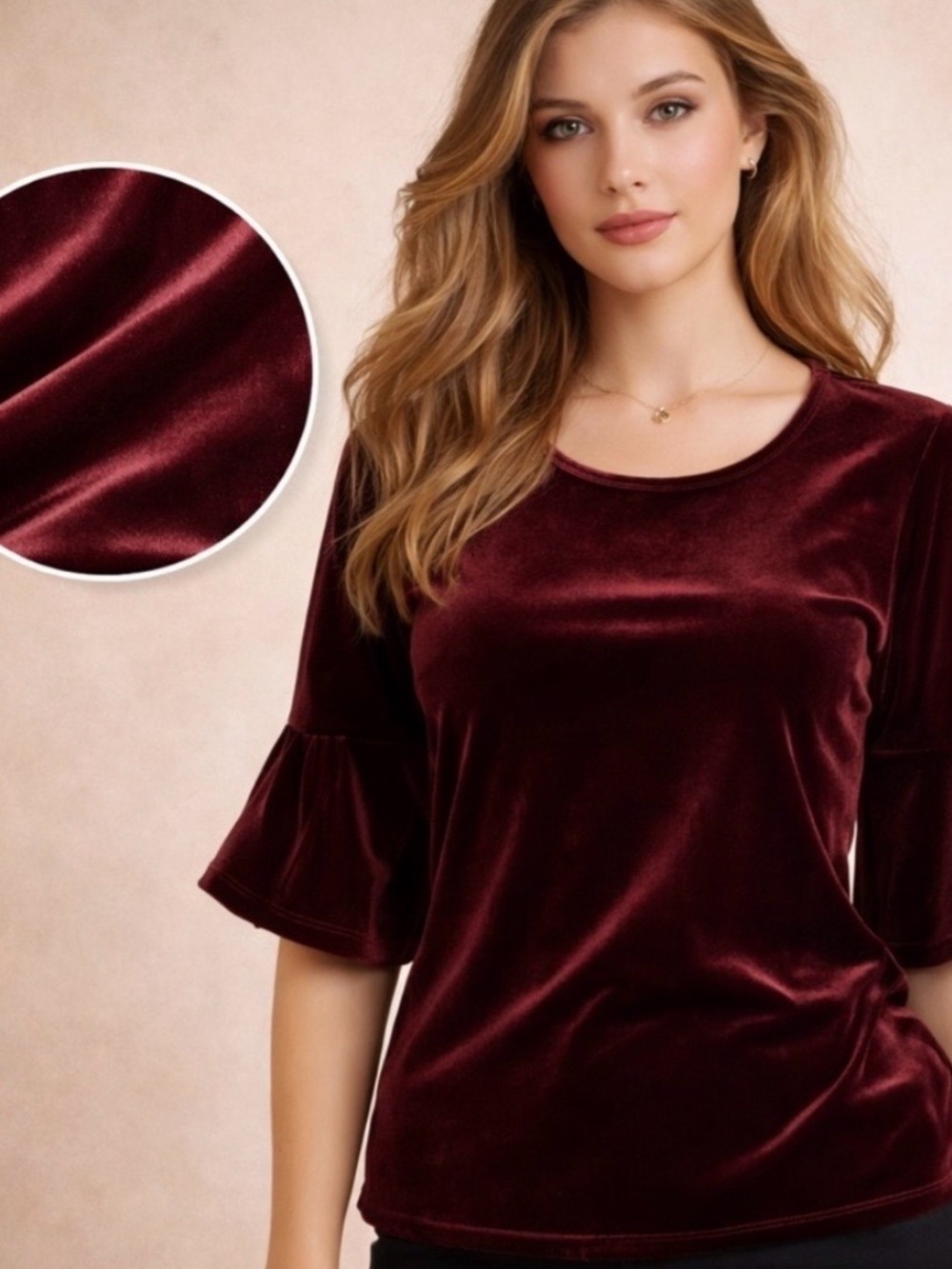 CeCe L velvet flutter sleeve top… perfect for the holidays